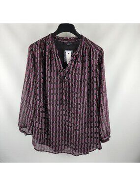Lane Bryant Shirt Womens 22/24 Multi Geometric Chain Pattern Blouse NWT